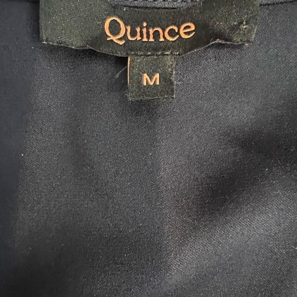 Quince Navy Blue V-Neck Puff Sleeve Mini Dress - Picture 6 of 7